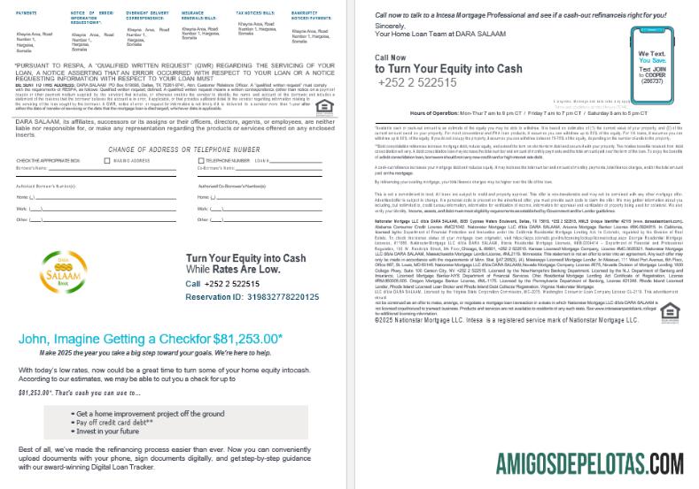 Extrato de hipoteca do Banco Dara Salaam da Somália em formatos Word e PDF 3 4 modelo